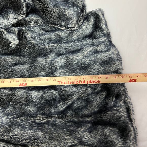 Mobwife Rampage Faux Fur Coat Y2K 90s Glam Quiet Luxury L Women Blue Gray Black - Picture 10 of 13